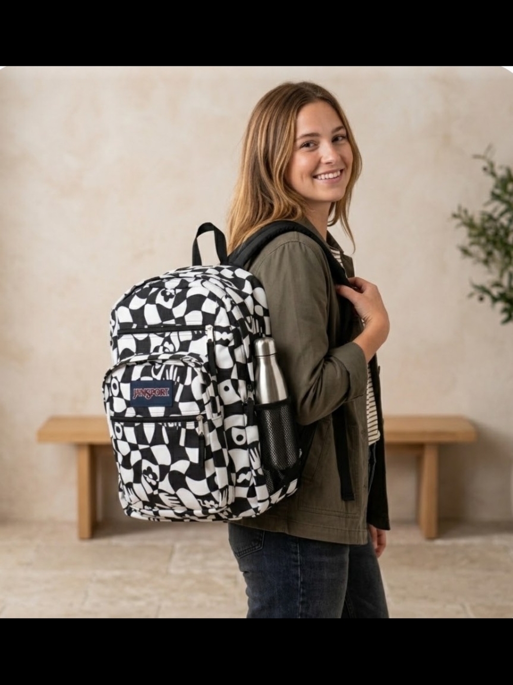 NEW! Jansport Black & White Graphic Pattern Backpack NWT